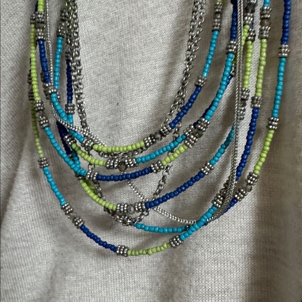 Chico’s Multi Strand Beaded Necklace Statement (BR1010/4) - Picture 4 of 11